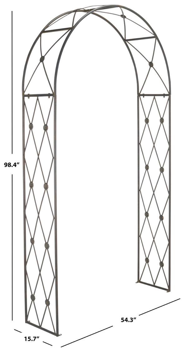 Safavieh ATTICUS Archway - Elegant Iron Garden Entrance with Classic Latticework for Climbing Plants & Vines Black Rust / - PAT5035E