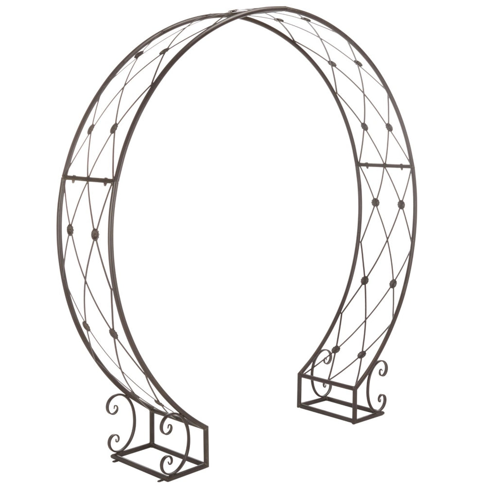 Safavieh MIZELL Moon Gateway - Elegant Iron Arbor for Garden Entrances, Vines, and Outdoor Charm Rustic Brown PAT5036B