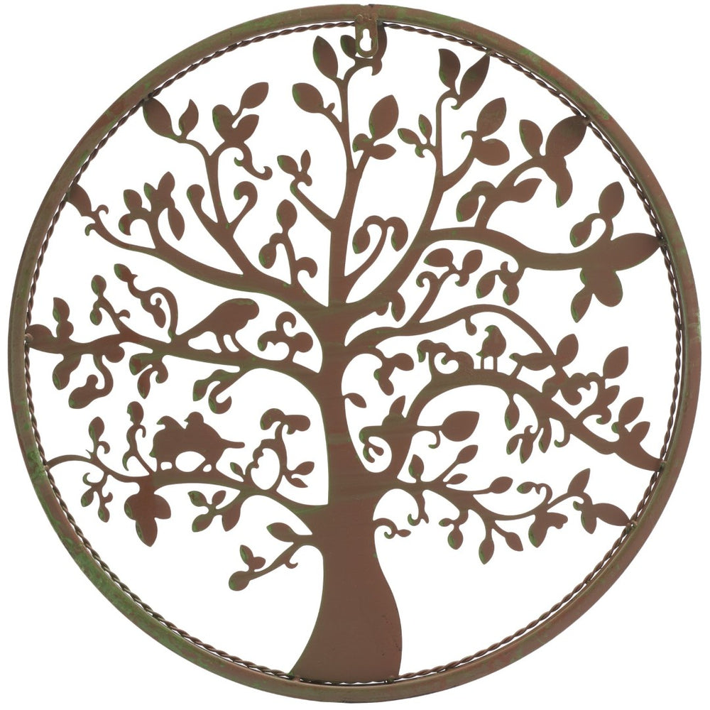 Safavieh 20" Tree of Life Wall Art - Elegant Iron Silhouette for Indoor and Outdoor Nature-Inspired Decor Rustic Blue PAT5039C