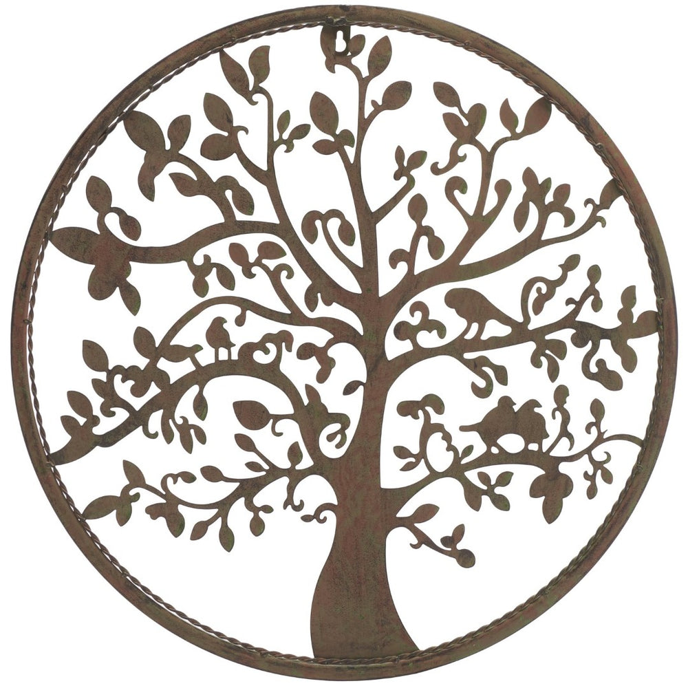 Safavieh 20" Tree of Life Wall Art - Elegant Iron Silhouette for Indoor and Outdoor Nature-Inspired Decor Rustic Blue PAT5039C