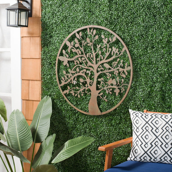 Safavieh 31.5" Tree of Life Wall Art - Elegant Iron Décor for Indoor/Outdoor Spaces, Adds Nature's Touch Rustic Blue PAT5040C