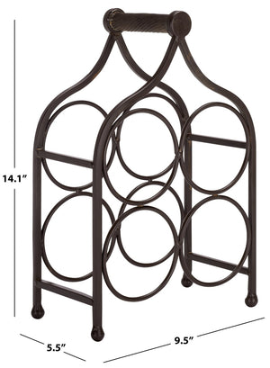 Safavieh FLOYD 4 Wine Bottle Holder - Modern Industrial Design, Stylish Storage for Wine Bottles & Decor Brown PAT5041B