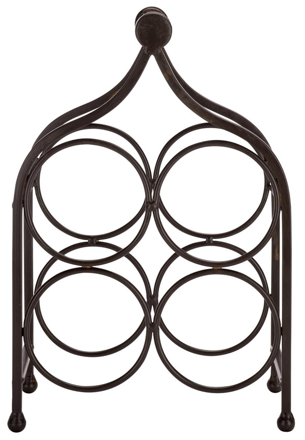 Safavieh FLOYD 4 Wine Bottle Holder - Modern Industrial Design, Stylish Storage for Wine Bottles & Decor Brown PAT5041B