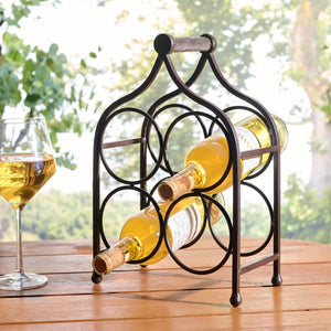 Safavieh FLOYD 4 Wine Bottle Holder - Modern Industrial Design, Stylish Storage for Wine Bottles & Decor Brown PAT5041B