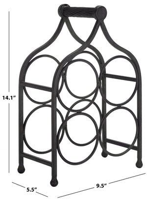 Safavieh FLOYD 4 Wine Bottle Holder - Modern Industrial Design, Stylish Storage for Wine Bottles & Decor Black PAT5041E
