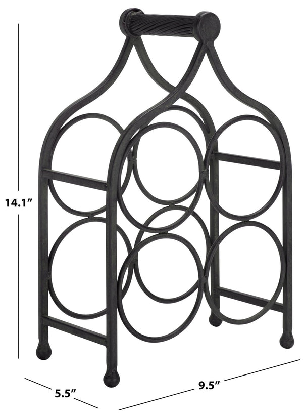 Safavieh FLOYD 4 Wine Bottle Holder - Modern Industrial Design, Stylish Storage for Wine Bottles & Decor Black PAT5041E
