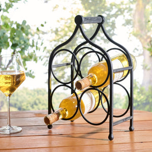 Safavieh FLOYD 4 Wine Bottle Holder - Modern Industrial Design, Stylish Storage for Wine Bottles & Decor Black PAT5041E