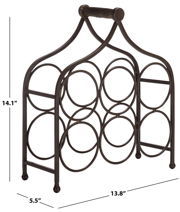 Safavieh Floyd Elegant Wine Bottle Holder - Durable Metal Design For Sophisticated Outdoor Spaces And Decor Brown 100% Iron Pat5042b
