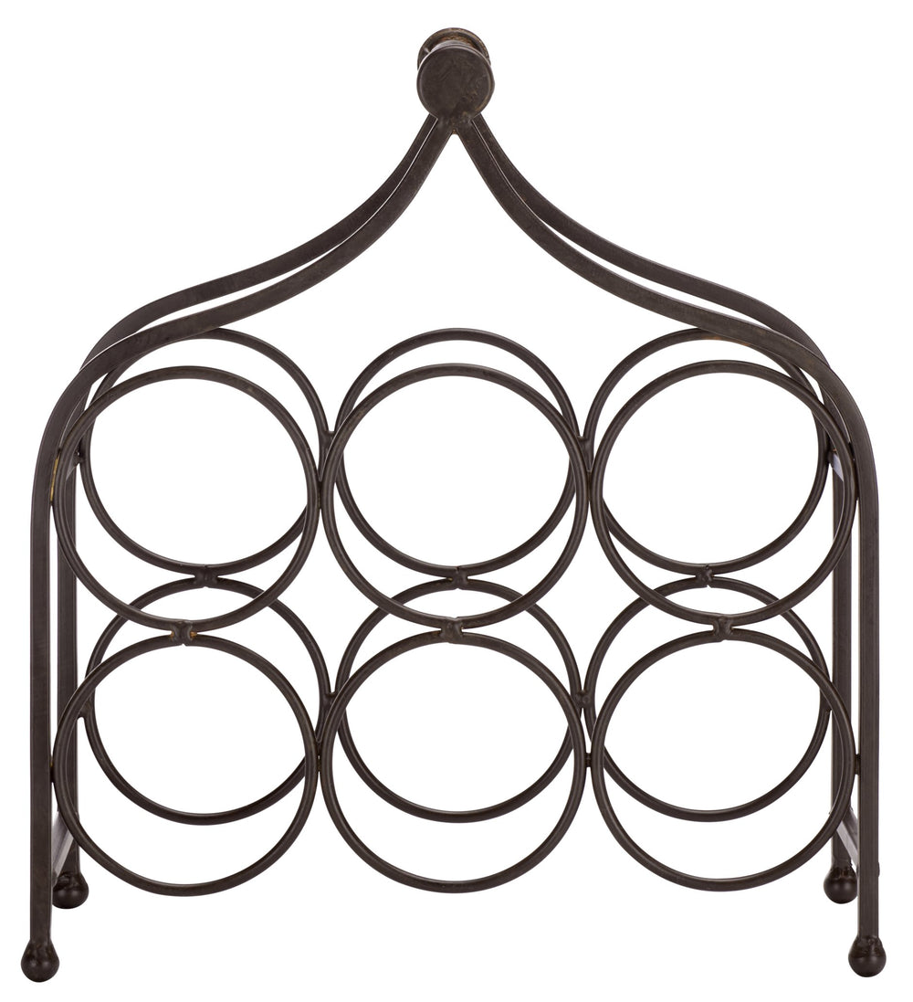 Safavieh Floyd Elegant Wine Bottle Holder - Durable Metal Design For Sophisticated Outdoor Spaces And Decor Brown 100% Iron Pat5042b