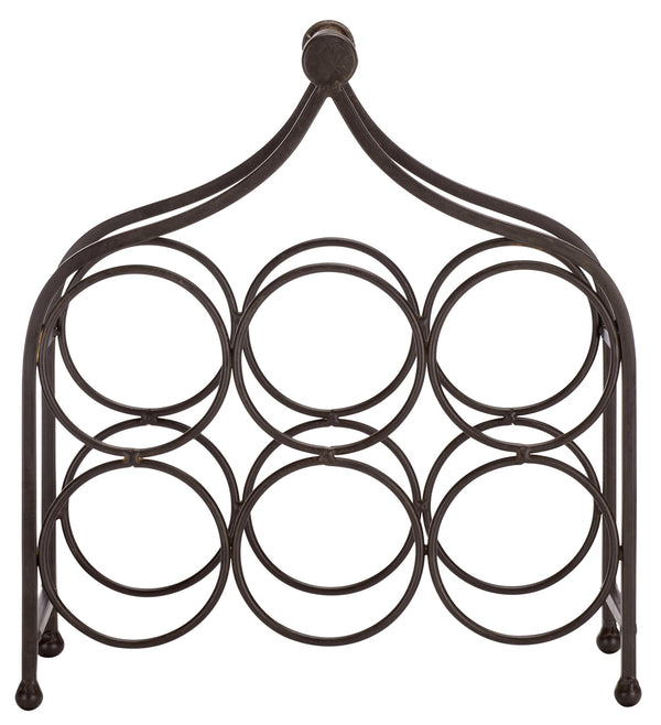 Safavieh Floyd Elegant Wine Bottle Holder - Durable Metal Design For Sophisticated Outdoor Spaces And Decor Brown 100% Iron Pat5042b