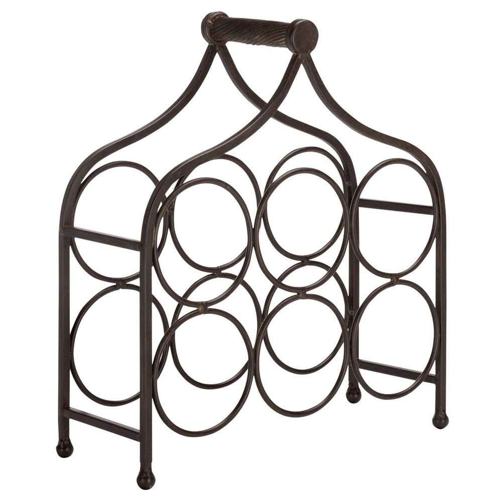 Safavieh FLOYD Contemporary Metal Wine Bottle Holder - Stylish Accent for Outdoor Entertaining Spaces Brown PAT5042B