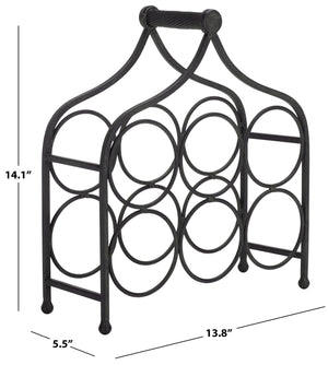 Safavieh Floyd Elegant Wine Bottle Holder - Durable Metal Design For Sophisticated Outdoor Spaces And Decor Black 100% Iron Pat5042e