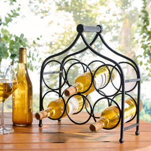 Safavieh Floyd Elegant Wine Bottle Holder - Durable Metal Design For Sophisticated Outdoor Spaces And Decor Black 100% Iron Pat5042e
