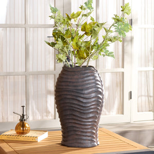 Safavieh DAMIAN Planter Pot - Modern Durable Outdoor Accent for Patios and Gardens, Weather-Resistant Design Brown PAT5043B