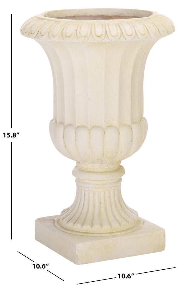 Safavieh Durham Planter Pot - Elegant Outdoor Decor, Weather-resistant Magnesium Oxide For Timeless Style Off White Magnesium Oxide Pat5045a