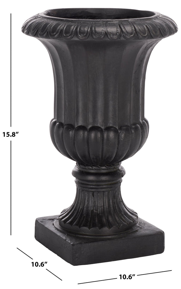 Safavieh Durham Planter Pot - Elegant Outdoor Decor, Weather-resistant Magnesium Oxide For Timeless Style Black Magnesium Oxide Pat5045e