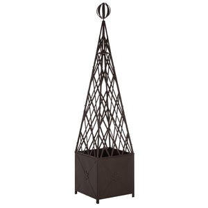 Safavieh CALEDONIA Trellis Planter - Elegant Vertical Support for Climbing Plants, Durable Iron Design for Outdoors Rustic Brown PAT5048B