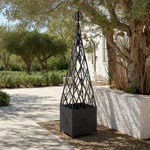 Safavieh CALEDONIA Trellis Planter - Elegant Vertical Support for Climbing Plants, Durable Iron Design for Outdoors Black PAT5048E
