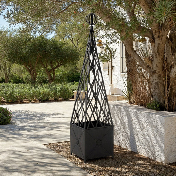 Safavieh CALEDONIA Trellis Planter - Elegant Vertical Support for Climbing Plants, Durable Iron Design for Outdoors Black PAT5048E