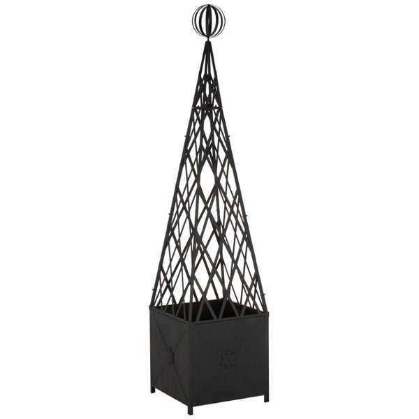 Safavieh CALEDONIA Trellis Planter - Elegant Vertical Support for Climbing Plants, Durable Iron Design for Outdoors Black PAT5048E
