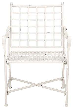Safavieh Caledonia Outdoor Lounge Chair Set of 2 Powder Coated Metal Garden Patio Seating Antique White PAT5049A-SET2