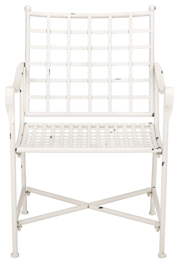 Safavieh Caledonia Outdoor Lounge Chair Set of 2 Powder Coated Metal Garden Patio Seating Antique White PAT5049A-SET2