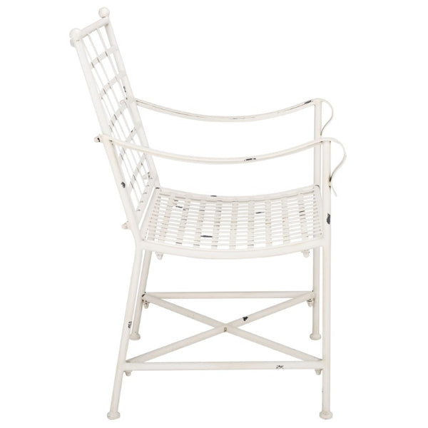 Safavieh Caledonia Outdoor Lounge Chair Set of 2 Powder Coated Metal Garden Patio Seating Antique White PAT5049A-SET2