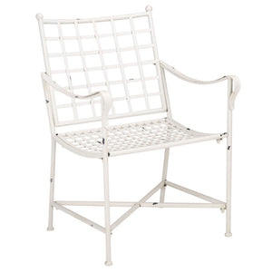 Safavieh Caledonia Outdoor Lounge Chair Set of 2 Powder Coated Metal Garden Patio Seating Antique White PAT5049A-SET2