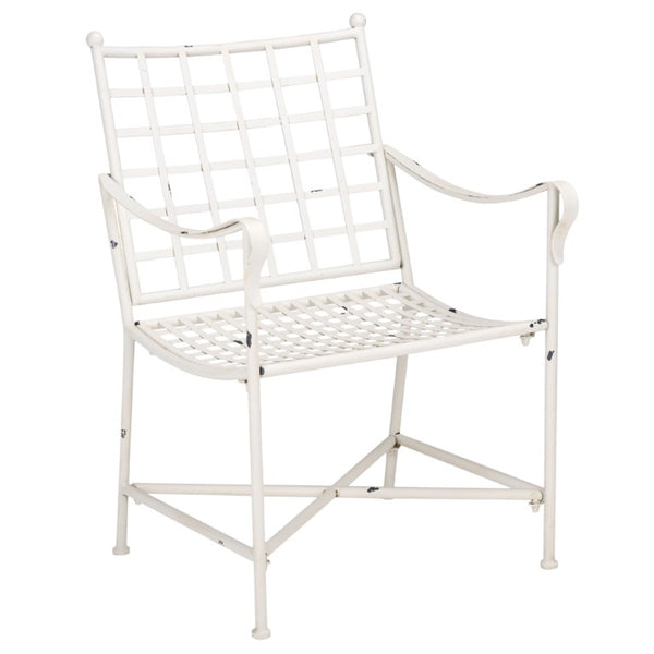 Safavieh Caledonia Outdoor Lounge Chair Set of 2 Powder Coated Metal Garden Patio Seating Antique White PAT5049A-SET2