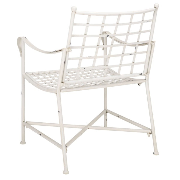 Safavieh Caledonia Outdoor Lounge Chair Set of 2 Powder Coated Metal Garden Patio Seating Antique White PAT5049A-SET2