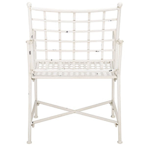 Safavieh Caledonia Outdoor Lounge Chair Set of 2 Powder Coated Metal Garden Patio Seating Antique White PAT5049A-SET2