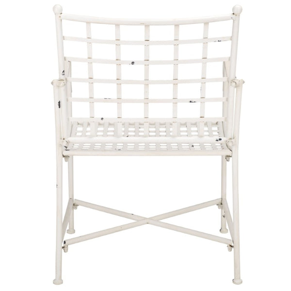 Safavieh Caledonia Outdoor Lounge Chair Set of 2 Powder Coated Metal Garden Patio Seating Antique White PAT5049A-SET2