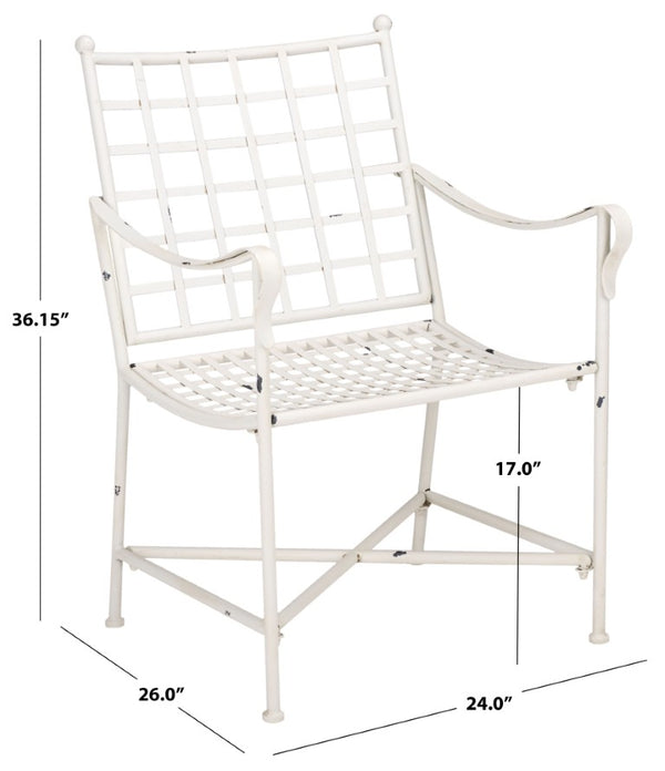 Safavieh Caledonia Outdoor Lounge Chair Set of 2 Powder Coated Metal Garden Patio Seating Antique White PAT5049A-SET2