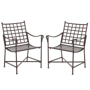 Safavieh Caledonia Outdoor Lounge Chair Set of 2 Powder Coated Metal Garden Patio Seating Rustic Brown PAT5049B-SET2