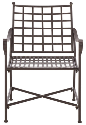 Safavieh Caledonia Outdoor Lounge Chair Set of 2 Powder Coated Metal Garden Patio Seating Rustic Brown PAT5049B-SET2