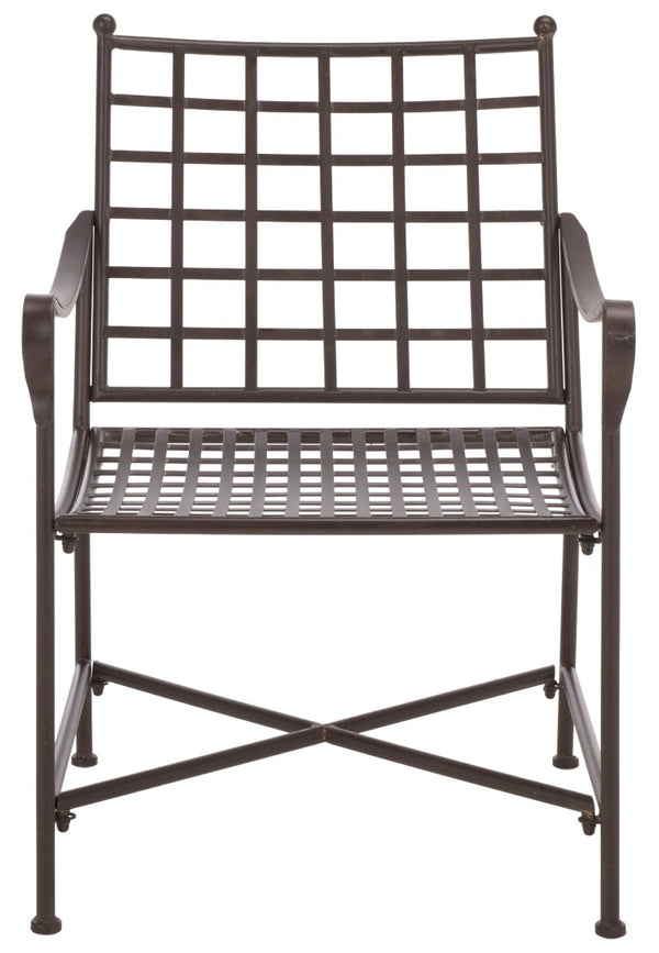 Safavieh Caledonia Outdoor Lounge Chair Set of 2 Powder Coated Metal Garden Patio Seating Rustic Brown PAT5049B-SET2