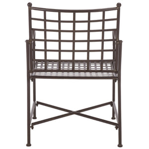 Safavieh Caledonia Outdoor Lounge Chair Set of 2 Powder Coated Metal Garden Patio Seating Rustic Brown PAT5049B-SET2