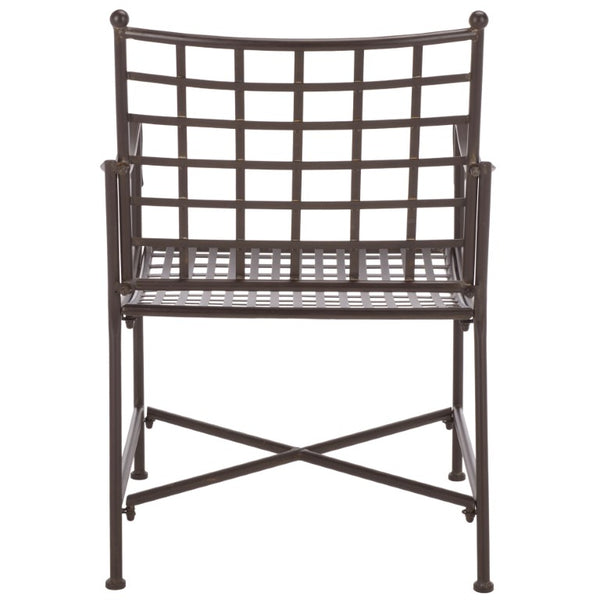 Safavieh Caledonia Outdoor Lounge Chair Set of 2 Powder Coated Metal Garden Patio Seating Rustic Brown PAT5049B-SET2