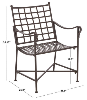 Safavieh Caledonia Outdoor Lounge Chair Set of 2 Powder Coated Metal Garden Patio Seating Rustic Brown PAT5049B-SET2