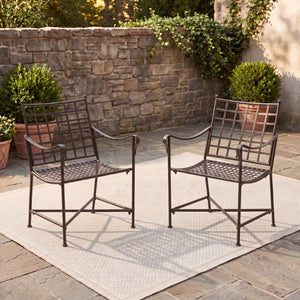 Safavieh Caledonia Outdoor Lounge Chair Set of 2 Powder Coated Metal Garden Patio Seating Rustic Brown PAT5049B-SET2