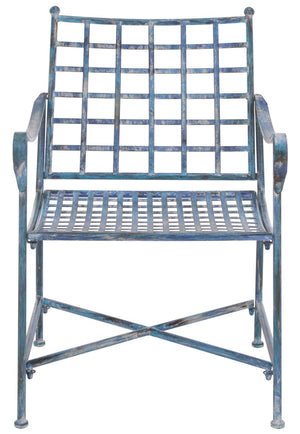 Safavieh Caledonia Outdoor Lounge Chair Set of 2 Powder Coated Metal Garden Patio Seating Mossy Blue PAT5049C-SET2