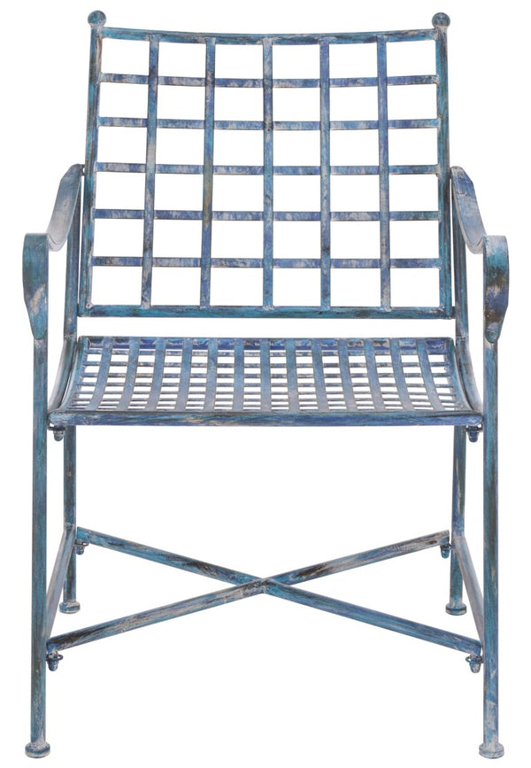 Safavieh Caledonia Outdoor Lounge Chair Set of 2 Powder Coated Metal Garden Patio Seating Mossy Blue PAT5049C-SET2