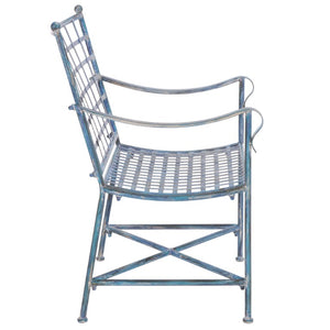 Safavieh Caledonia Outdoor Lounge Chair Set of 2 Powder Coated Metal Garden Patio Seating Mossy Blue PAT5049C-SET2
