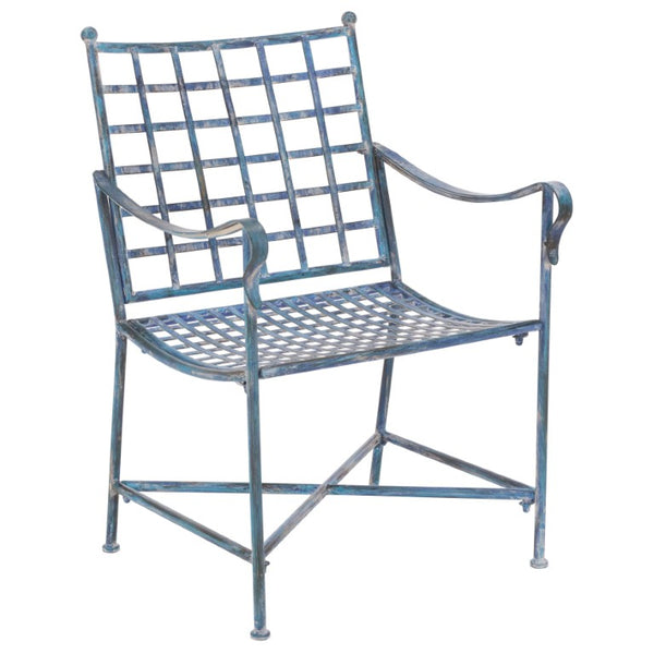 Safavieh Caledonia Outdoor Lounge Chair Set of 2 Powder Coated Metal Garden Patio Seating Mossy Blue PAT5049C-SET2
