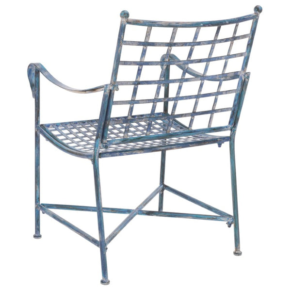 Safavieh Caledonia Outdoor Lounge Chair Set of 2 Powder Coated Metal Garden Patio Seating Mossy Blue PAT5049C-SET2