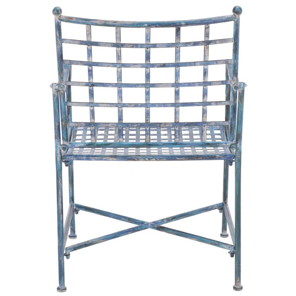 Safavieh Caledonia Outdoor Lounge Chair Set of 2 Powder Coated Metal Garden Patio Seating Mossy Blue PAT5049C-SET2