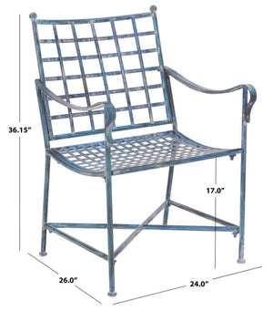 Safavieh Caledonia Outdoor Lounge Chair Set of 2 Powder Coated Metal Garden Patio Seating Mossy Blue PAT5049C-SET2