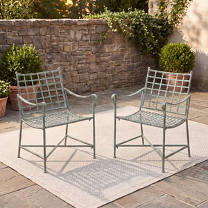Safavieh Caledonia Outdoor Lounge Chair Set of 2 Powder Coated Metal Garden Patio Seating Antique Green PAT5049D-SET2