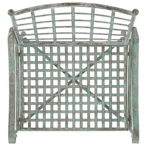 Safavieh Caledonia Outdoor Lounge Chair Set of 2 Powder Coated Metal Garden Patio Seating Antique Green PAT5049D-SET2