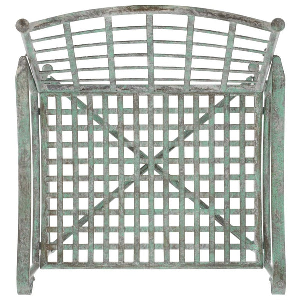 Safavieh Caledonia Outdoor Lounge Chair Set of 2 Powder Coated Metal Garden Patio Seating Antique Green PAT5049D-SET2